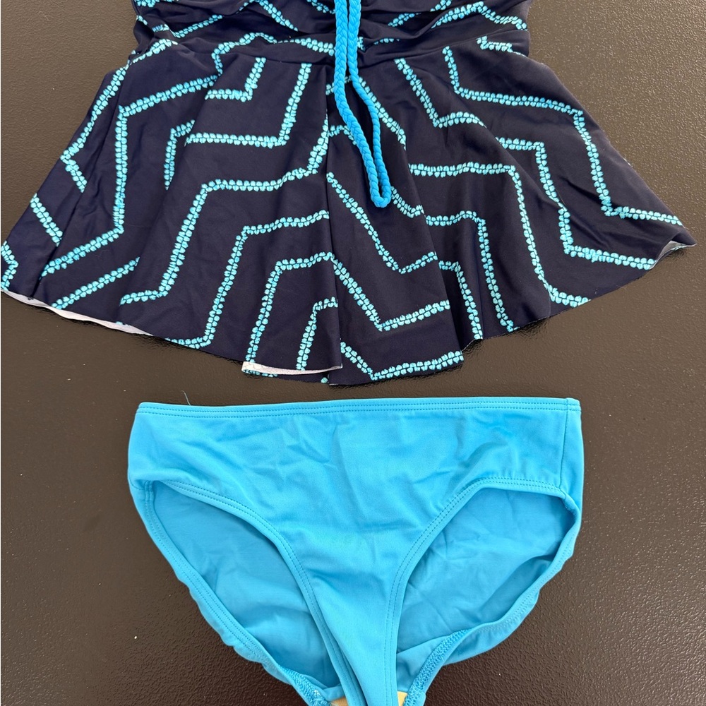 Lands' End Blue and Black Bikini Swimwear